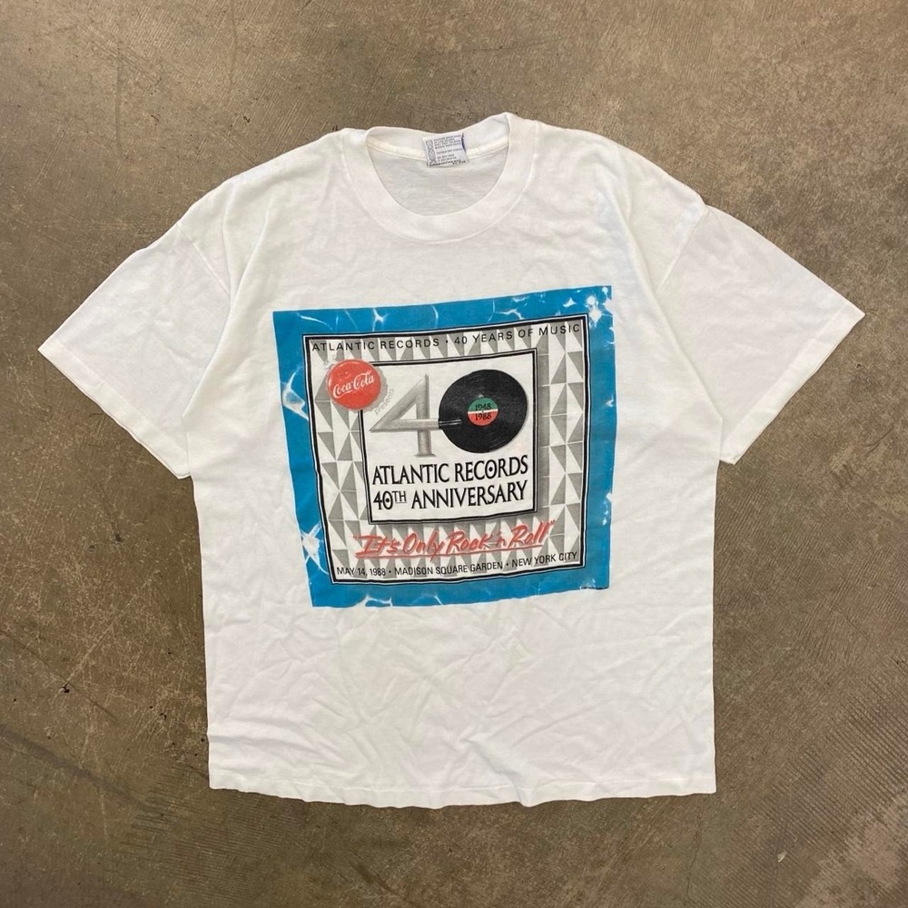 Vintage Coca Cola Atlantic Records Shirt Size XL 40th Anniversary NYC 80s USA XL